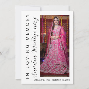 Verticaal script in Loving Memory begrafenis progr Kaart