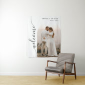 Verticaal Script Photo Arch Bruiloft Welkom Wandkleed (In situ)