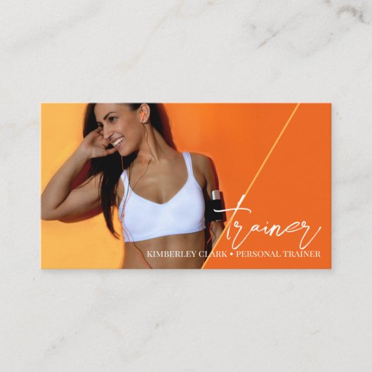 Verticaal Sinaasappel | Personal Trainer QR Code F Visitekaartje (Voorkant)