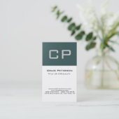 Verticaal Slate Grey Wit Monogram Visitekaartje (Staand voorkant)