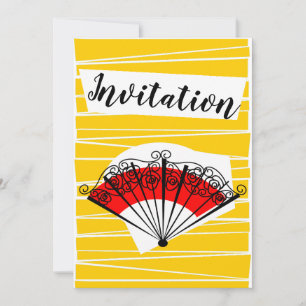 Verticaal Spaans Fan Invitation Kaart