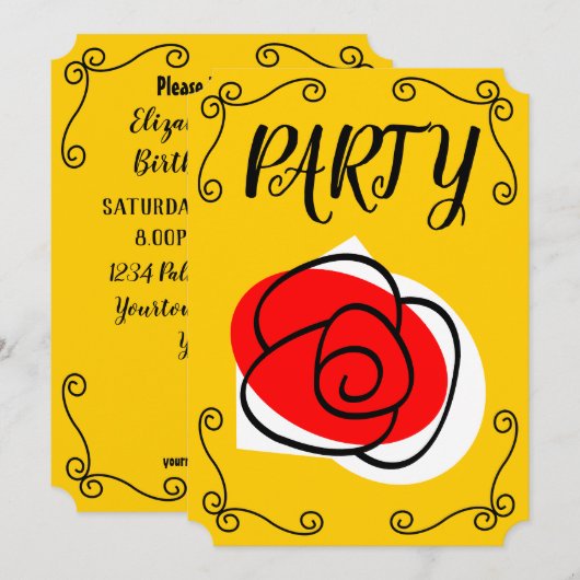 Verticaal Spaans Roos Hoek Kaart (Voorkant / Achterkant)