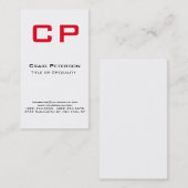 Verticaal Stijlvol rood-wit monogram Visitekaartje (Voorkant / Achterkant)