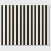 Verticaal streeppatroon in zwart en crème cadeaupapier (Vlak)