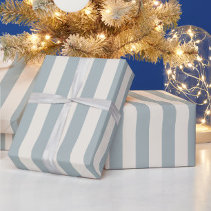 Verticaal streeppatroon Licht blauw-grijs en crème Cadeaupapier