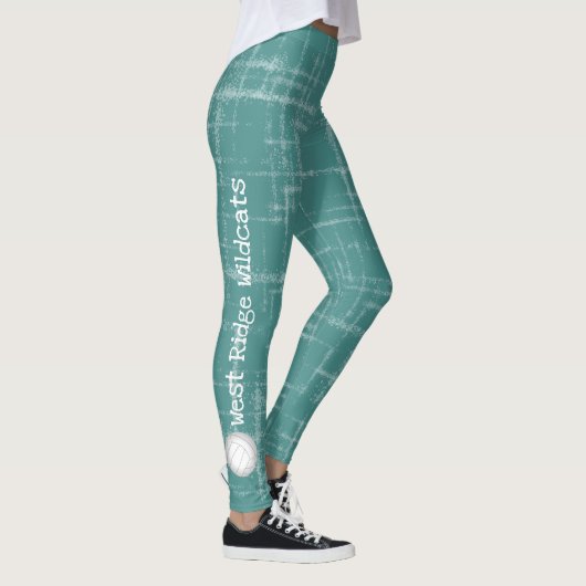 verticaal tekstteam noemt de blauwgroen leggings v (Rechts)
