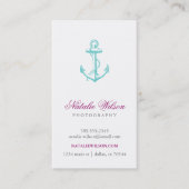 Verticaal turquoise  anker visitekaartje (Voorkant)