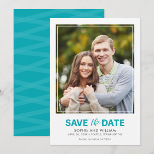 Verticaal Turquoise Blauwgroen De datumfoto opslaa Save The Date