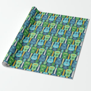 Verticaal Ukulele Patroon Cadeaupapier