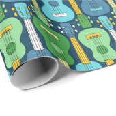 Verticaal Ukulele Patroon Cadeaupapier (Rol Hoek)