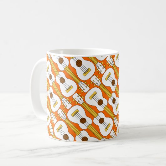 Verticaal Ukulele Patroon Koffiemok (Voorkant links)