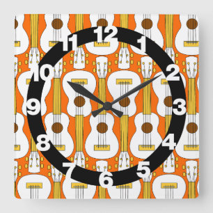Verticaal Ukulele Patroon Vierkante Klok