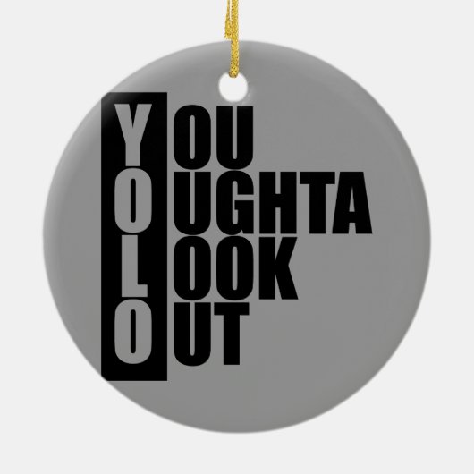 Verticaal vak YOLO Keramisch Ornament (Achterkant)