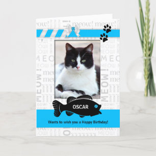 Verticaal van de Cat Birthday Blue Pet's foto Kaart