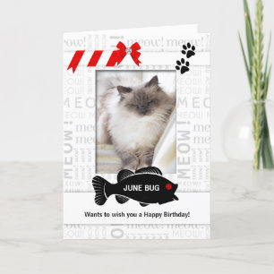 Verticaal van de foto van Cat Birthday Red Pet Kaart