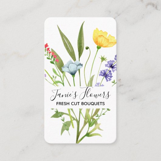 Verticaal Visitekaartje van wilde bloemen (Voorkant)