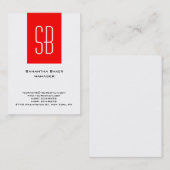 Verticaal vlak wit rood streep monogram visitekaartje (Voorkant / Achterkant)