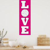 Verticaal Volleyball Love Custom Color Poster (Keuken)