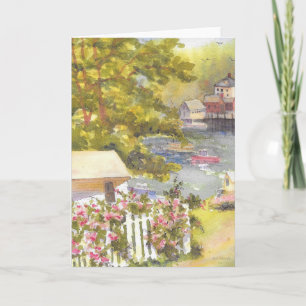 Verticaal Wenskaart Stonington ME Harbour Scene Kaart