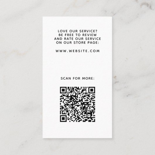 Verticaal wit elegant Dank u Visitekaartje (Achterkant)