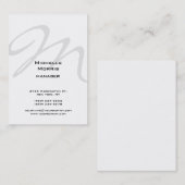Verticaal Wit Grijs Monogram Plain Modern Visitekaartje (Voorkant / Achterkant)