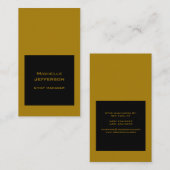 Verticaal Zwart Goud Kleur Modern Stijlvol Trendy Visitekaartje (Voorkant / Achterkant)