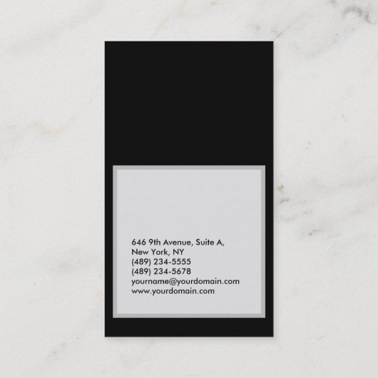 Verticaal zwart grijs moderne platte manager visitekaartje (Achterkant)