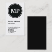 Verticaal zwart wit cirkelmonogram visitekaartje (Voorkant / Achterkant)