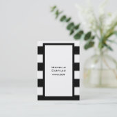 Verticaal zwart, wit, gestreept, modern visitekaartje (Staand voorkant)