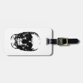 Verticaal Zwart & Wit Schedel Reistas Label Bagagelabel (Voorkant horizontaal)