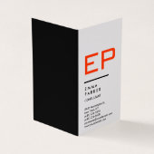 Verticaal zwart wit trendy rood monogram visitekaartjes (Buitenkant)