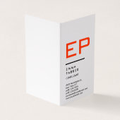 Verticaal zwart wit trendy rood monogram visitekaartjes (Buitenkant)