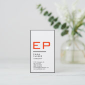 Verticaal zwart-witte rand Rood monogram Visitekaartje (Staand voorkant)