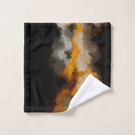 Vertical, abstrait, peinture, ocre, noir (Gant de toilette)