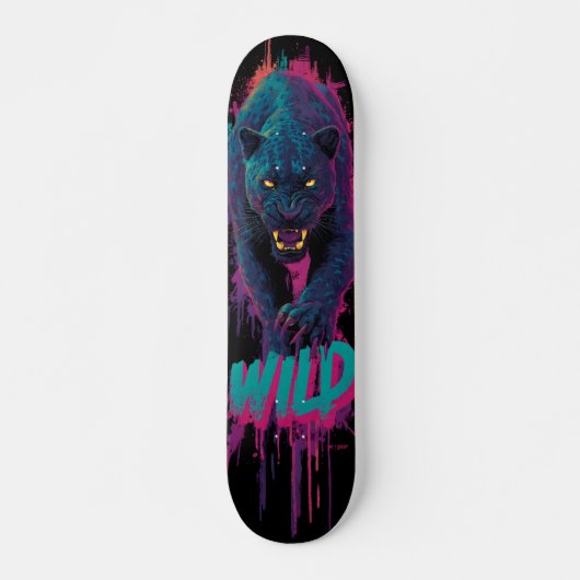 Vertical, Aggressive Black Panther Illustration Skateboard (Voorkant)