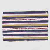 Vertical and horizontal views of a pouch with navy golfhanddoek (Horizontaal)