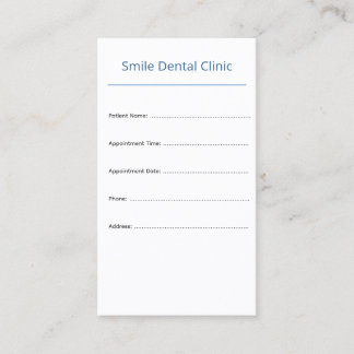 Vertical Dental Appointment Card Clean Design Afsprakenkaartje