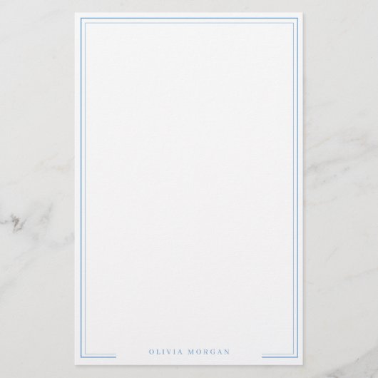 Vertical Eenvoudig Stofblauw Rand Naam Briefpapier (Voorkant)