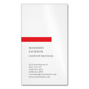 Vertical Eenvoudig Zwart Wit Rood Minimalistisch  Magnetisch Visitekaartje