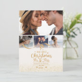 Vertical First Christmas 4 Photo Layout Feestdagenkaart (Staand voorkant)