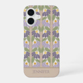 Vertical Floral Personalized Name Phone Case  iPhone 16 Hoesje (Achterkant)