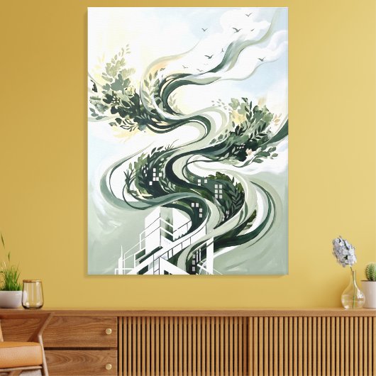 Vertical Forest Abstracte Kunst | Groene Architect Canvas Afdruk (Insitu (Woonkamer))