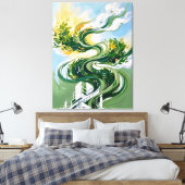 Vertical Forest Abstracte Kunst | Groene Architect Canvas Afdruk (Insitu (Slaapkamer))
