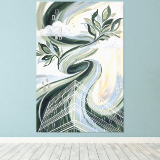 Vertical Forest Abstracte Kunst, Groene Bouw Urban Canvas Afdruk