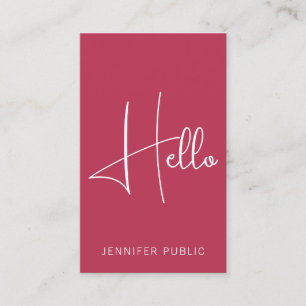 Vertical Hello Carte de visite Moderne Professionn