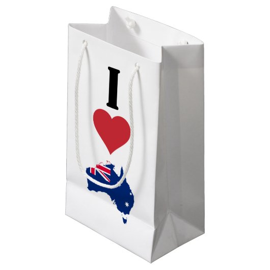 Vertical I Love Australia / I Heart Australia Klein Cadeauzakje (Voorkant Gekanteld)