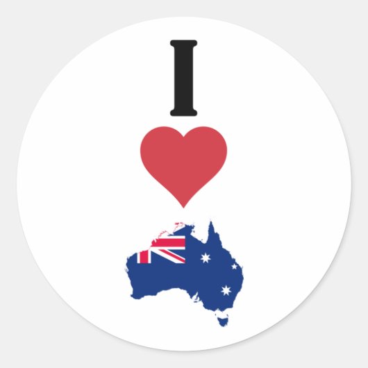 Vertical I Love Australia / I Heart Australia Ronde Sticker (Voorkant)