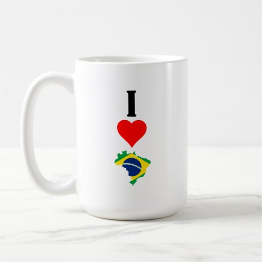 Vertical I Love Brazil / I Heart Brazil Brazilian Koffiemok (Links)