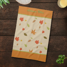 Vertical Kleurrijke Herfstbladeren aangepaste teks Theedoek