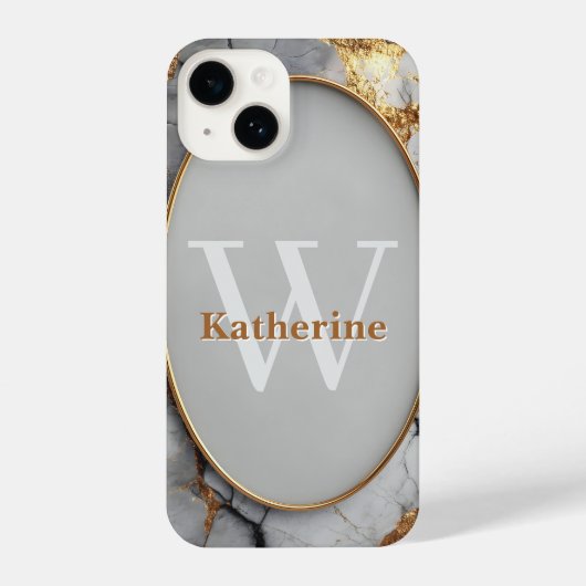 Vertical Luxury Oval Frame with Custom Name iPhone Hoesje (Achterkant)